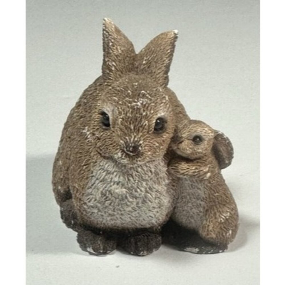 Stone Critters Rabbit Figurine Mom And Baby Bunny SCB-148 Snow Bunnies 1994 Vtg